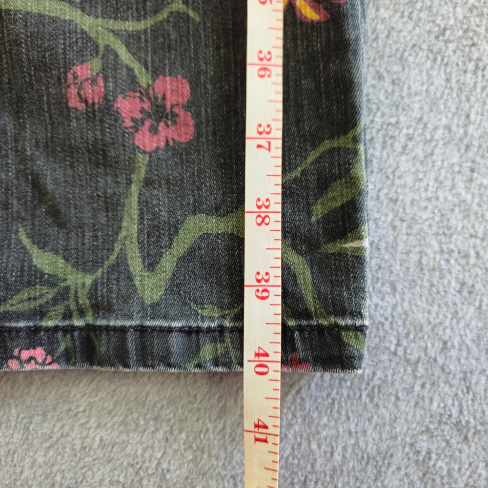 BANDOLINO | AMY | Womens Sz 12 Straight Leg Jeans Black Floral Print Whimsigoth - Picture 12 of 16